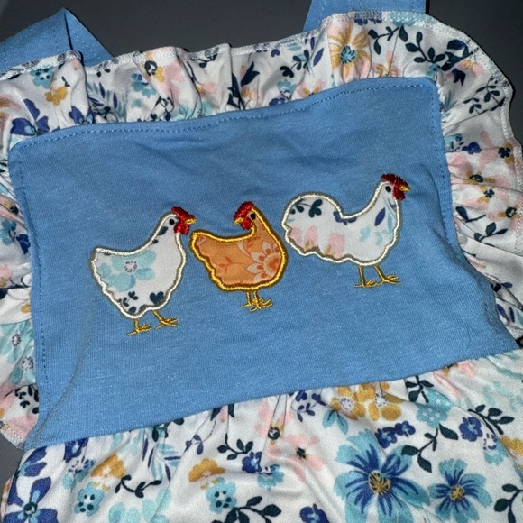 Boutique- Floral Baby Romper with Chicken Embroidery NWOT - Picture 2 of 3